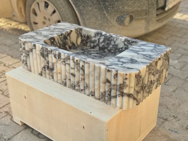 Alessio marble sink ribbed Wash basin