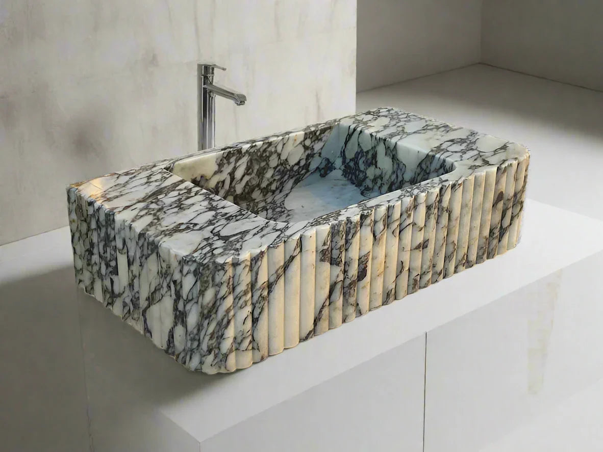 Alessio marble sink ribbed Wash basin