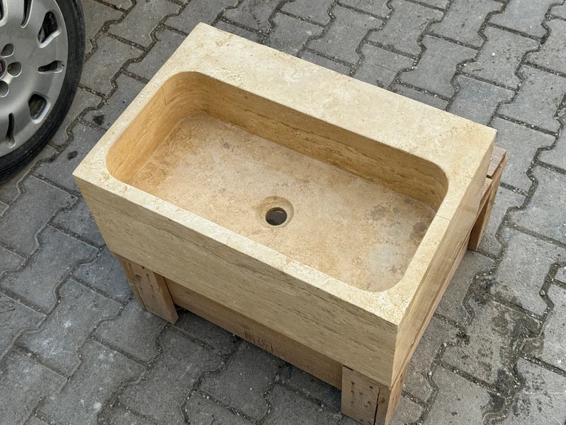 Arséne Travertine Marble Bathroom Sink - Trendy Wash Basin