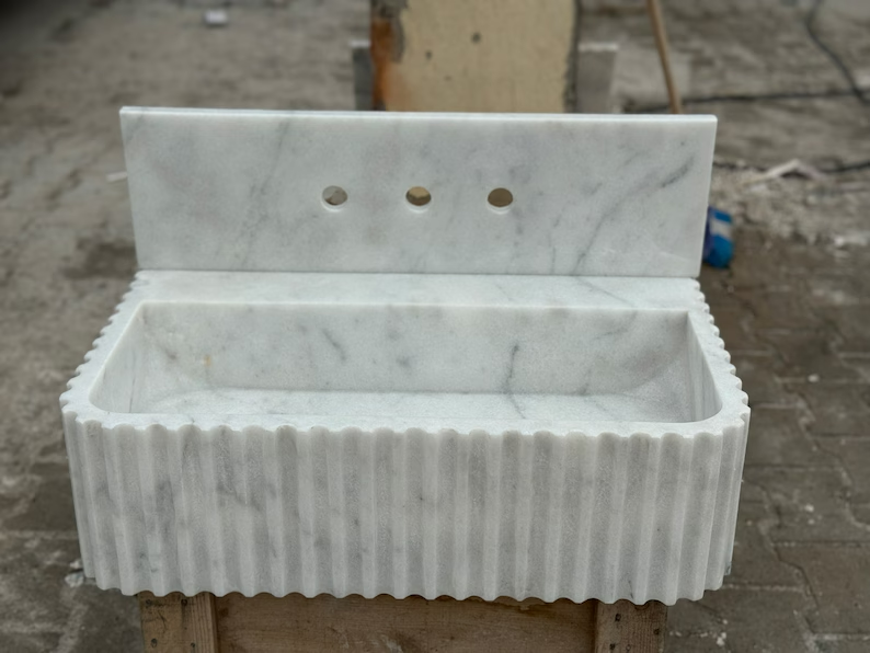 Christel Carrara Marble Backsplash Sink