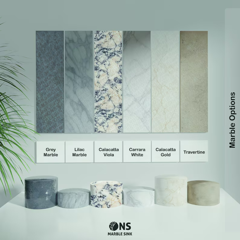 Giovanni Viola Marble Sink, Hand-Carved Wall Mount Design