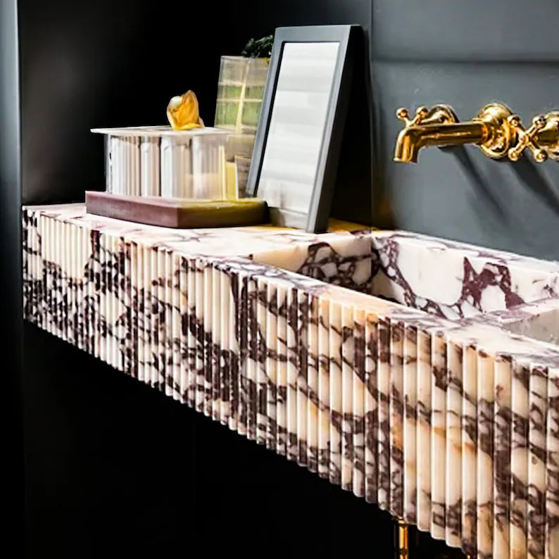 Jeune Unique Handcrafted Calacatta Viola Marble Sink