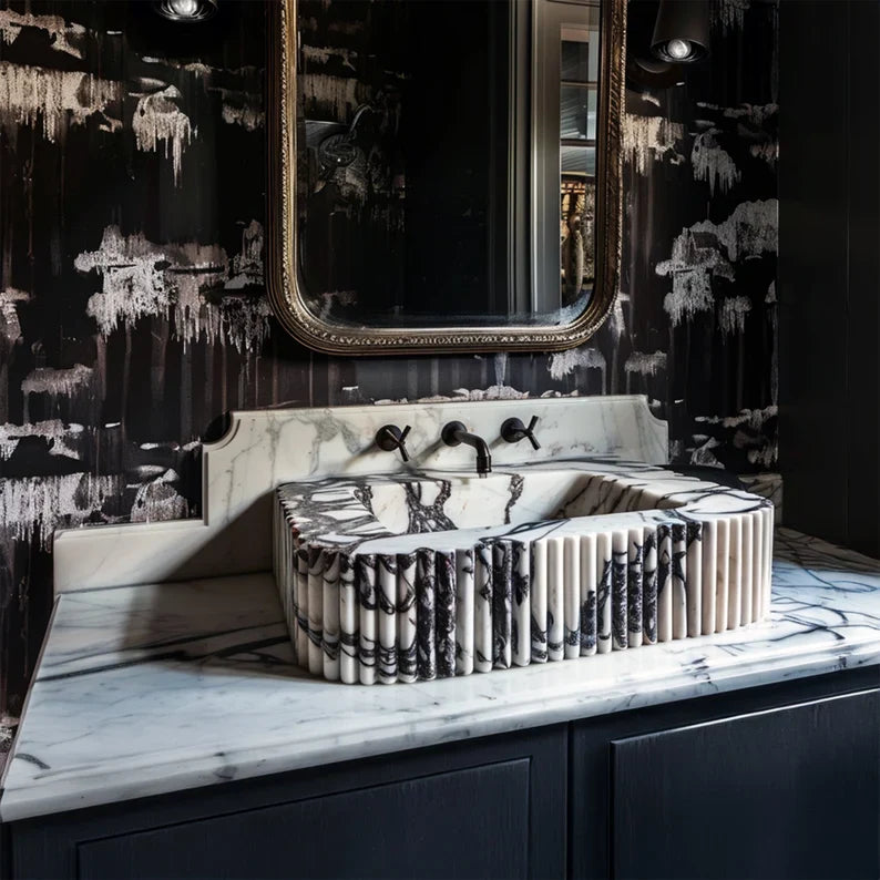 Marble Bathroom Sink Powder Room Sink