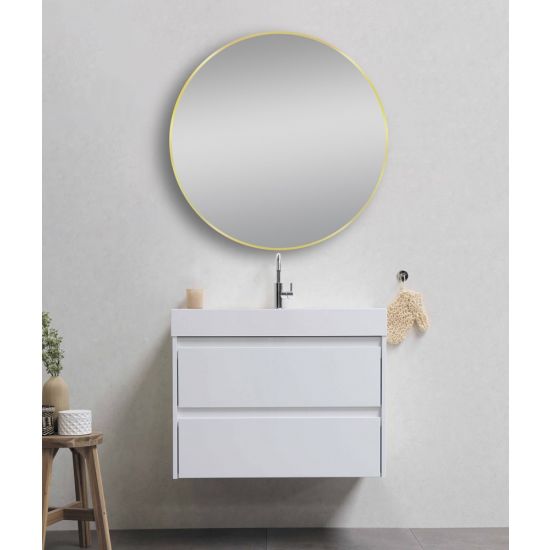 800mm Matte Brushed Gold Aluminium Framed Round Non-Luminous Mirror