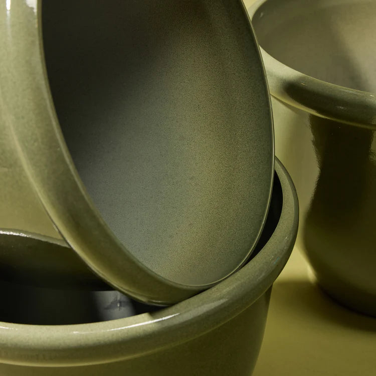 Milan Glazed Look Planter - Set of 3 | Green