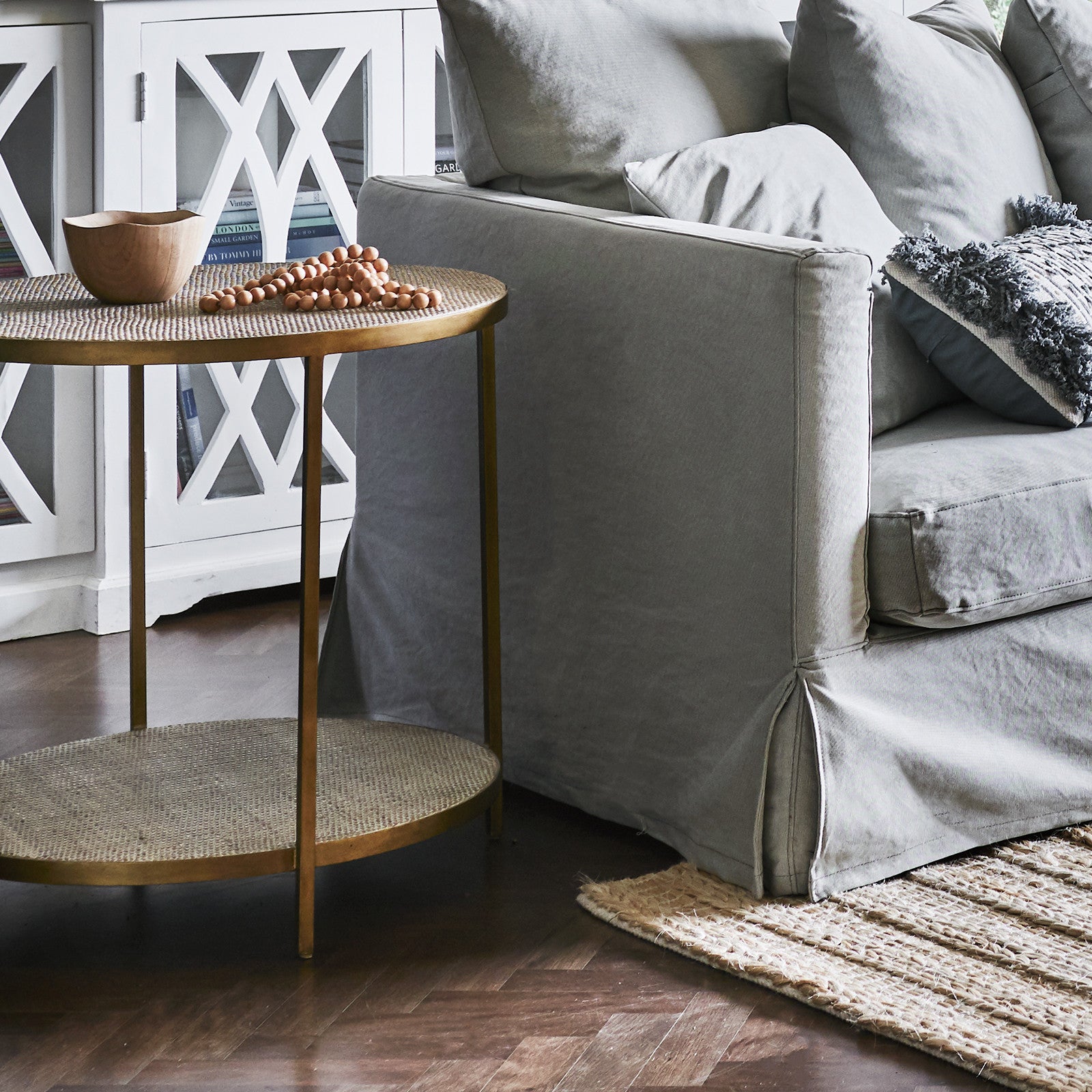 Manhattan Rattan Round Lamp Table - Gold