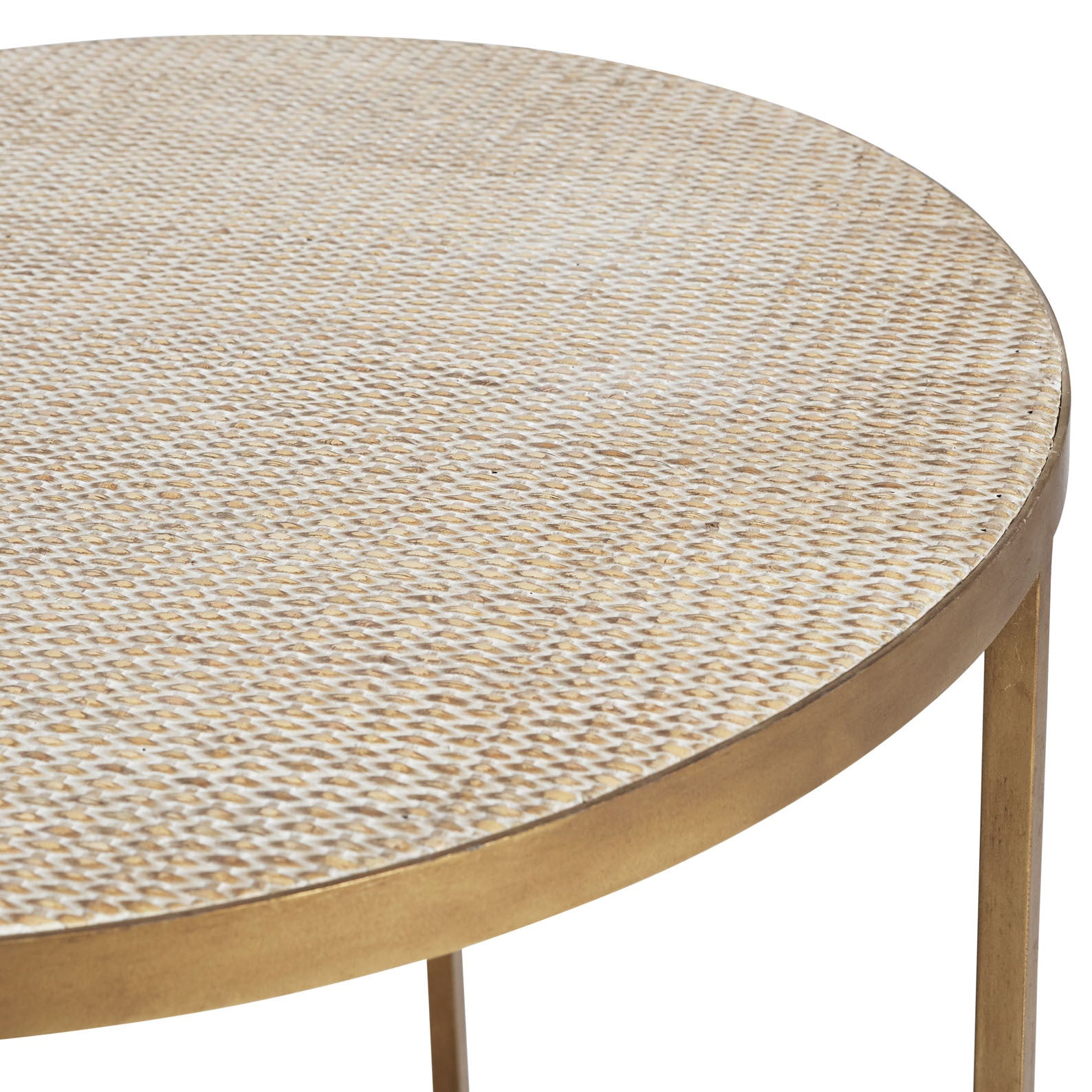 Manhattan Rattan Round Lamp Table - Gold