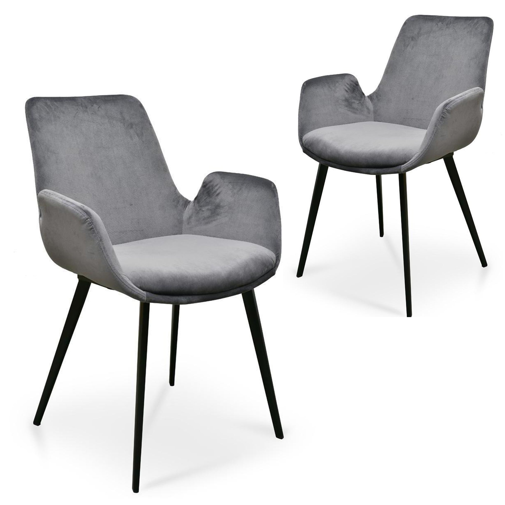 Alice Dark Grey Velvet Dining Chair - (Set of 2)