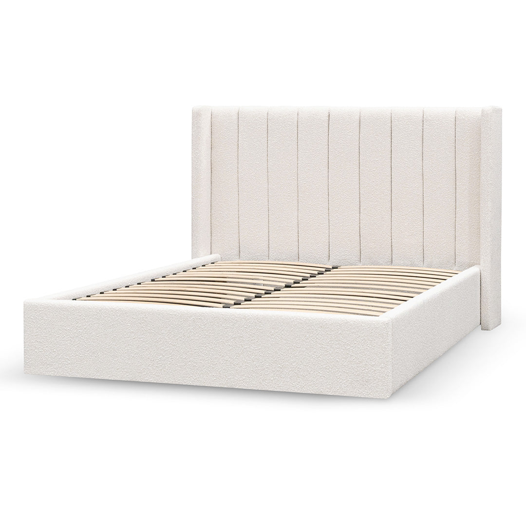 Snow Boucle Wide Base Queen Sized Bed Frame
