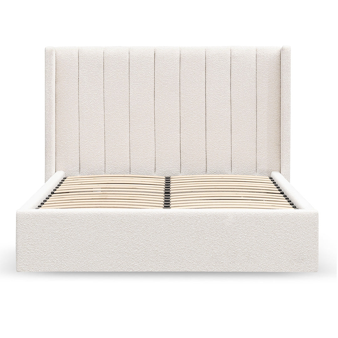 Snow Boucle Wide Base Queen Sized Bed Frame