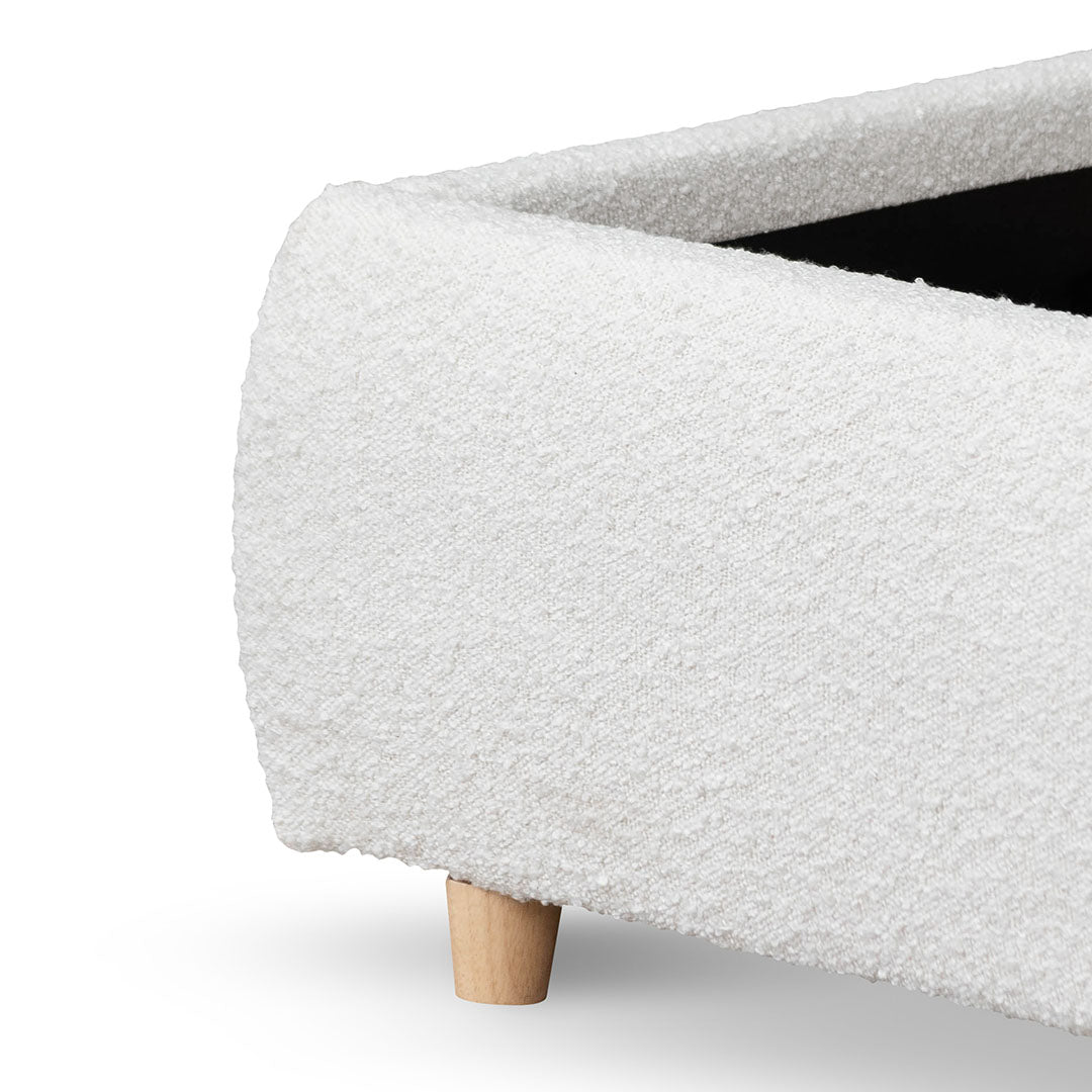 Cream White Boucle Queen Bed Frame