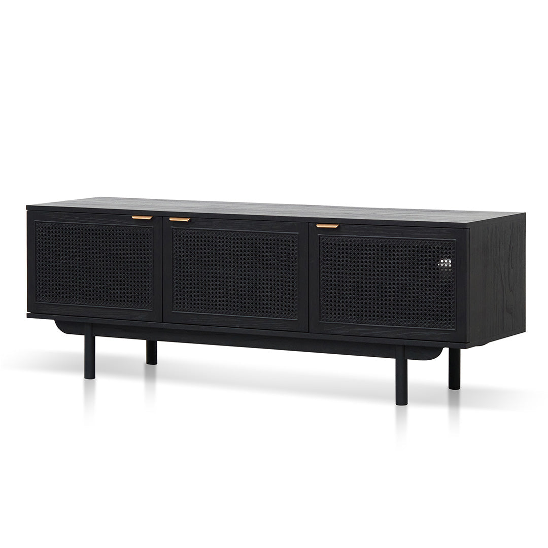 Benitez 1.7m ELM Black Entertainment TV - Natural Rattan Door