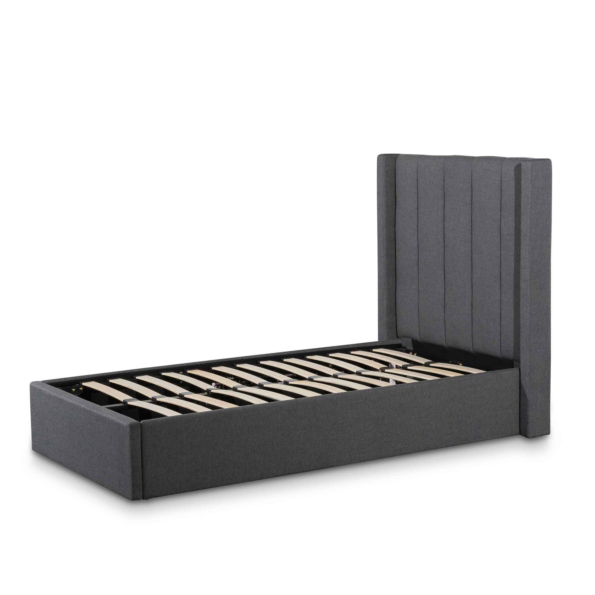 Charcoal Grey Single Bed Frame with Storage