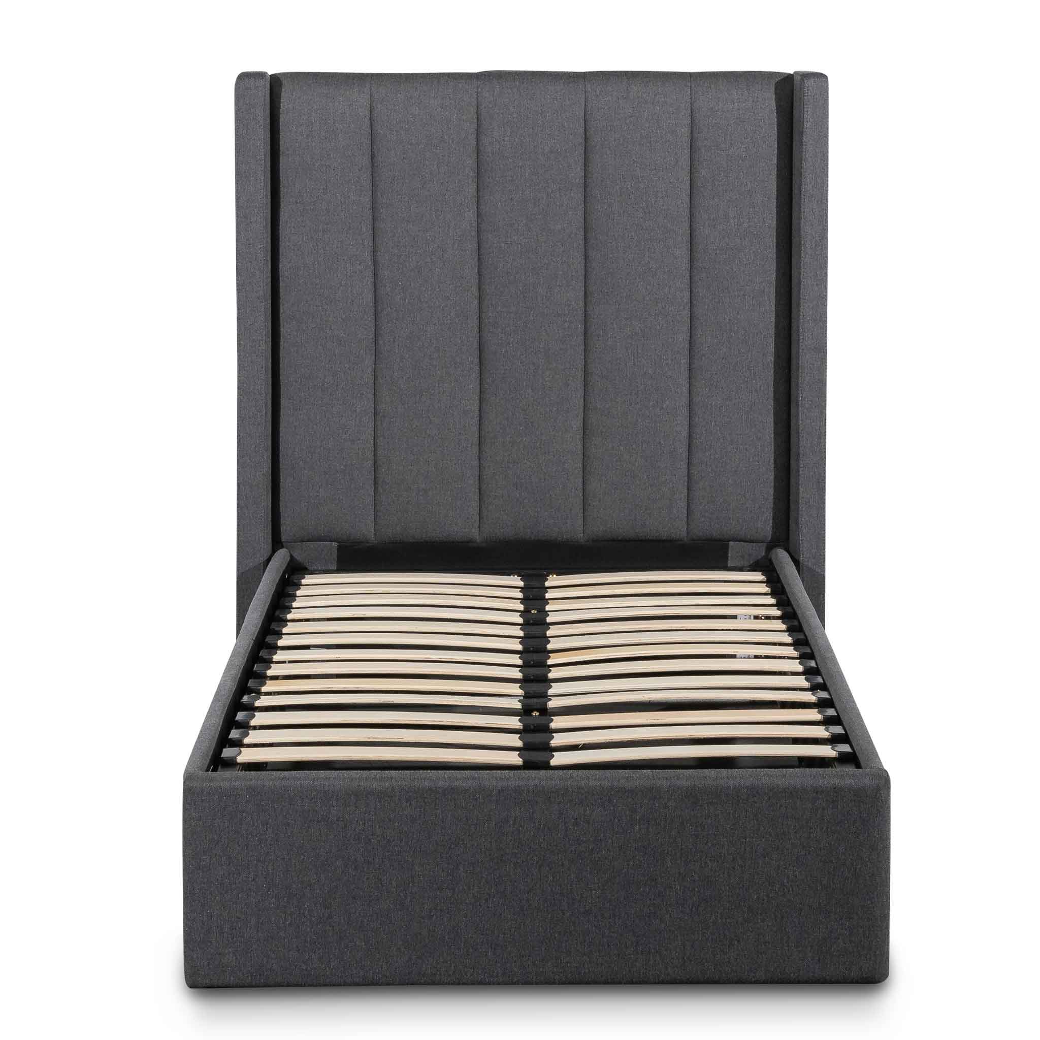 Charcoal Grey Single Bed Frame with Storage