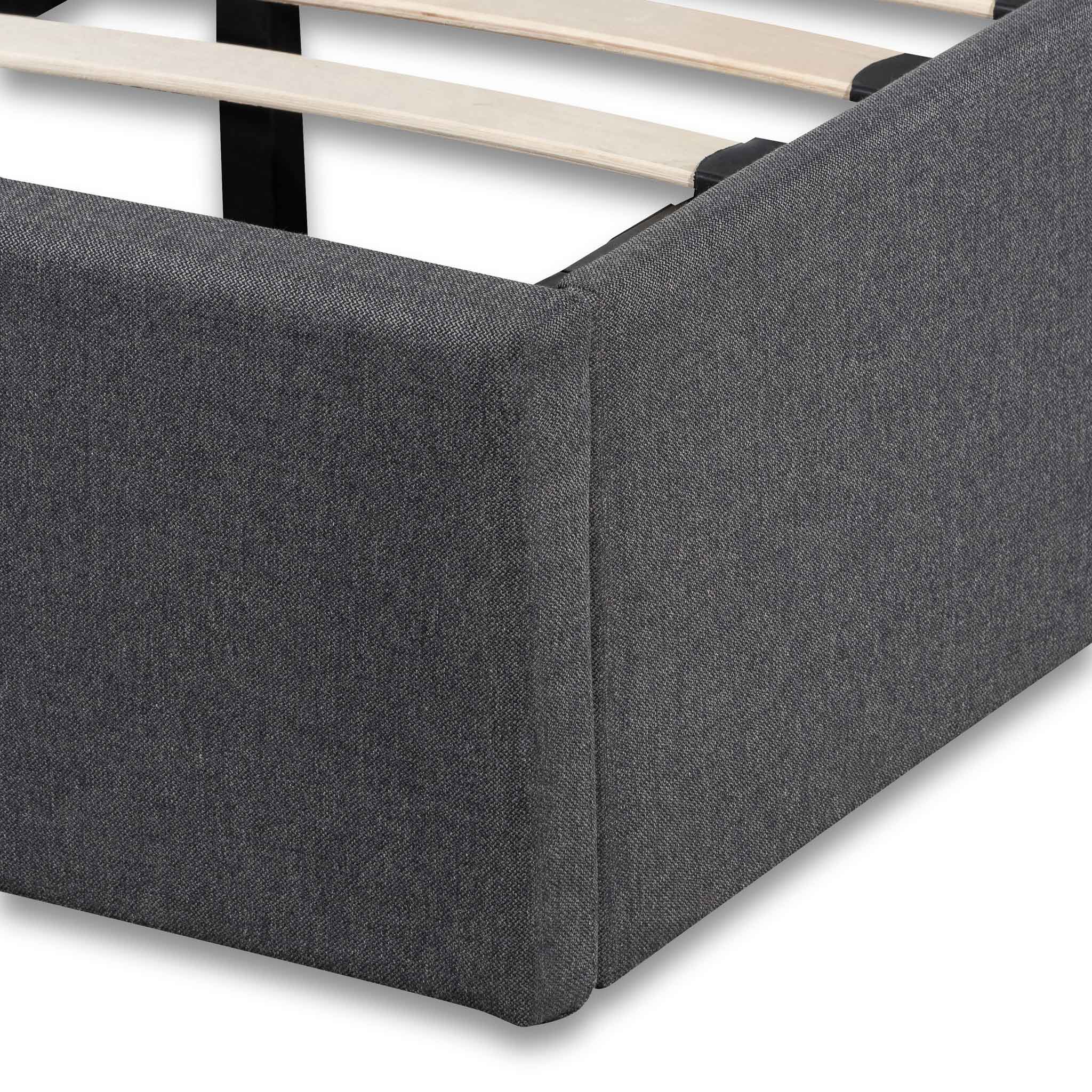 Charcoal Grey Single Bed Frame with Storage