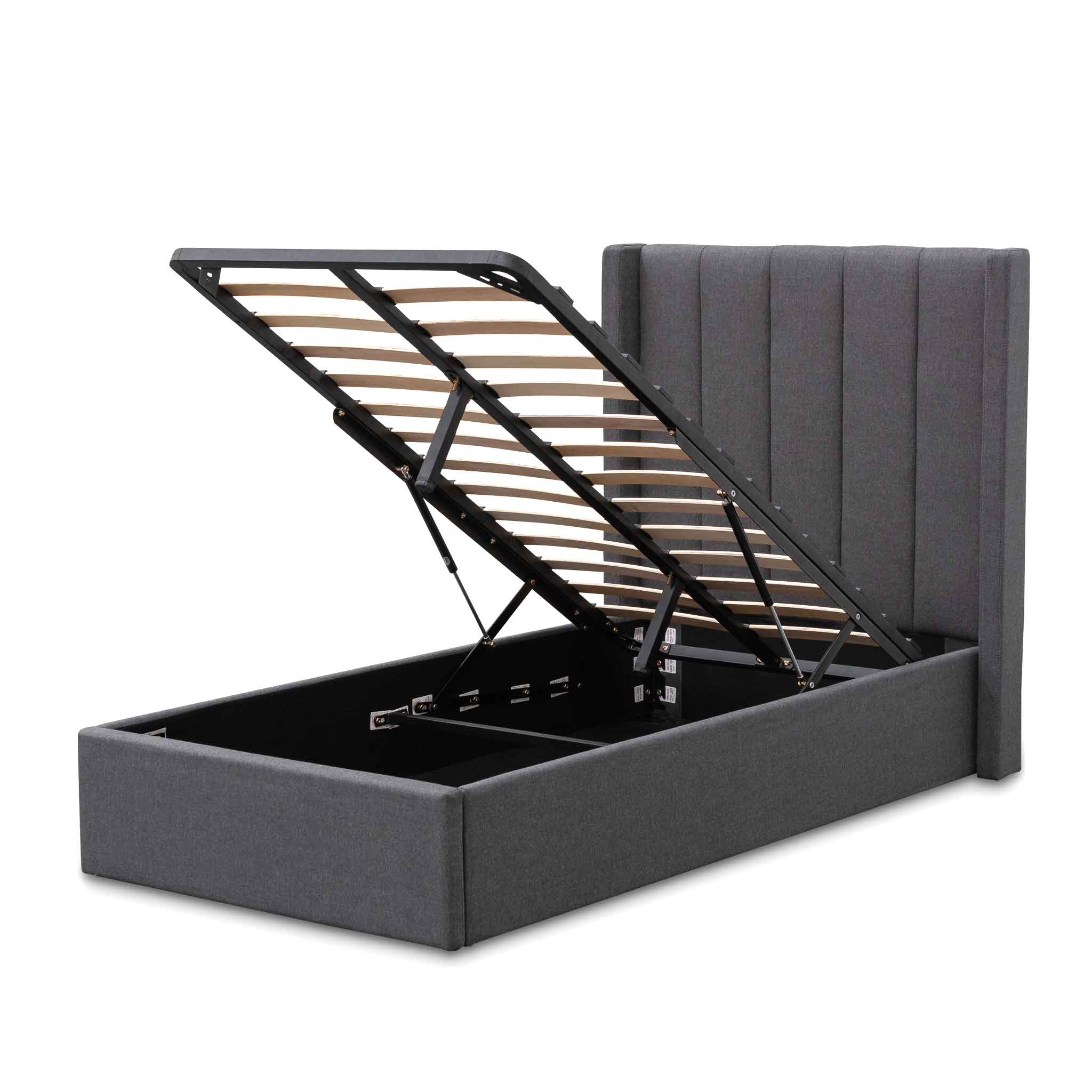 Charcoal Grey Single Bed Frame with Storage