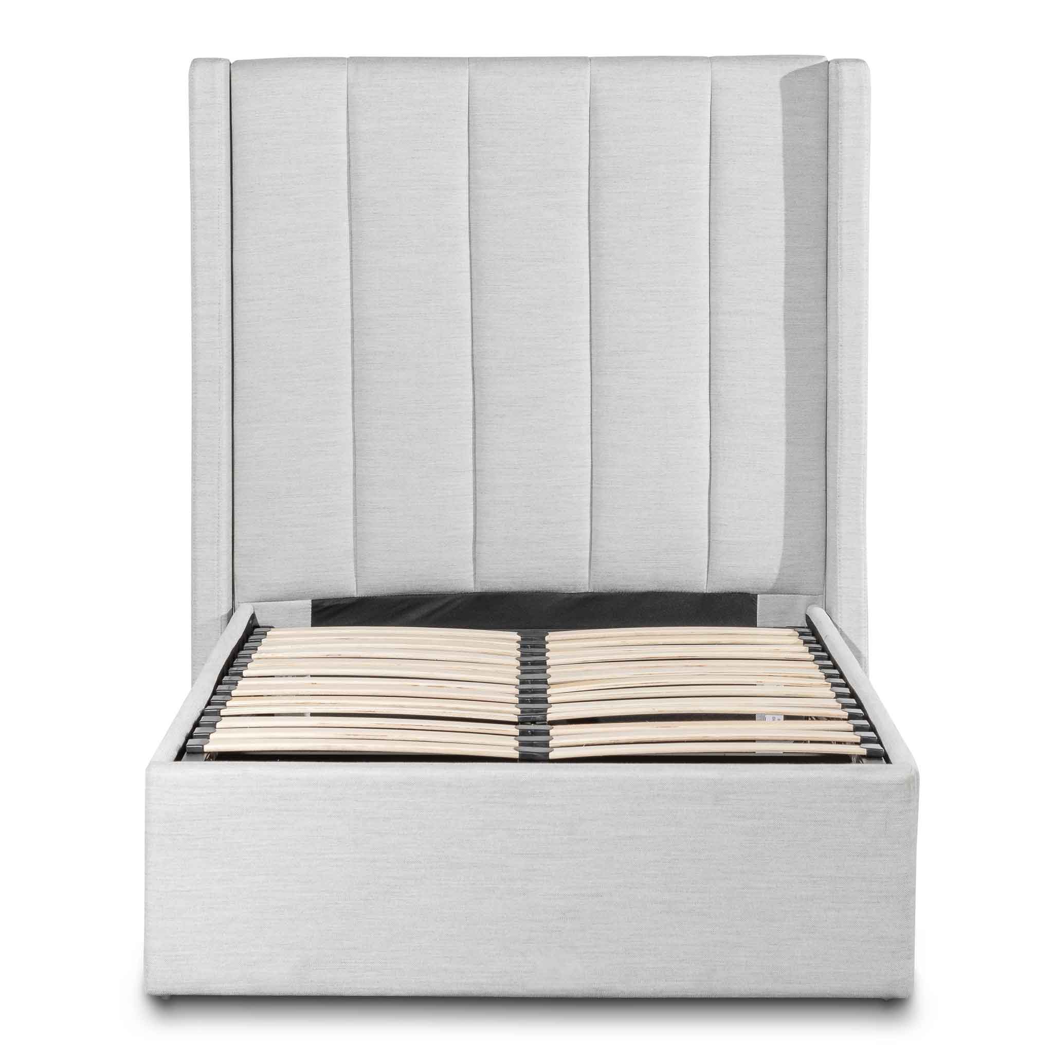 Pearl Grey Single Bed Frame with Storage