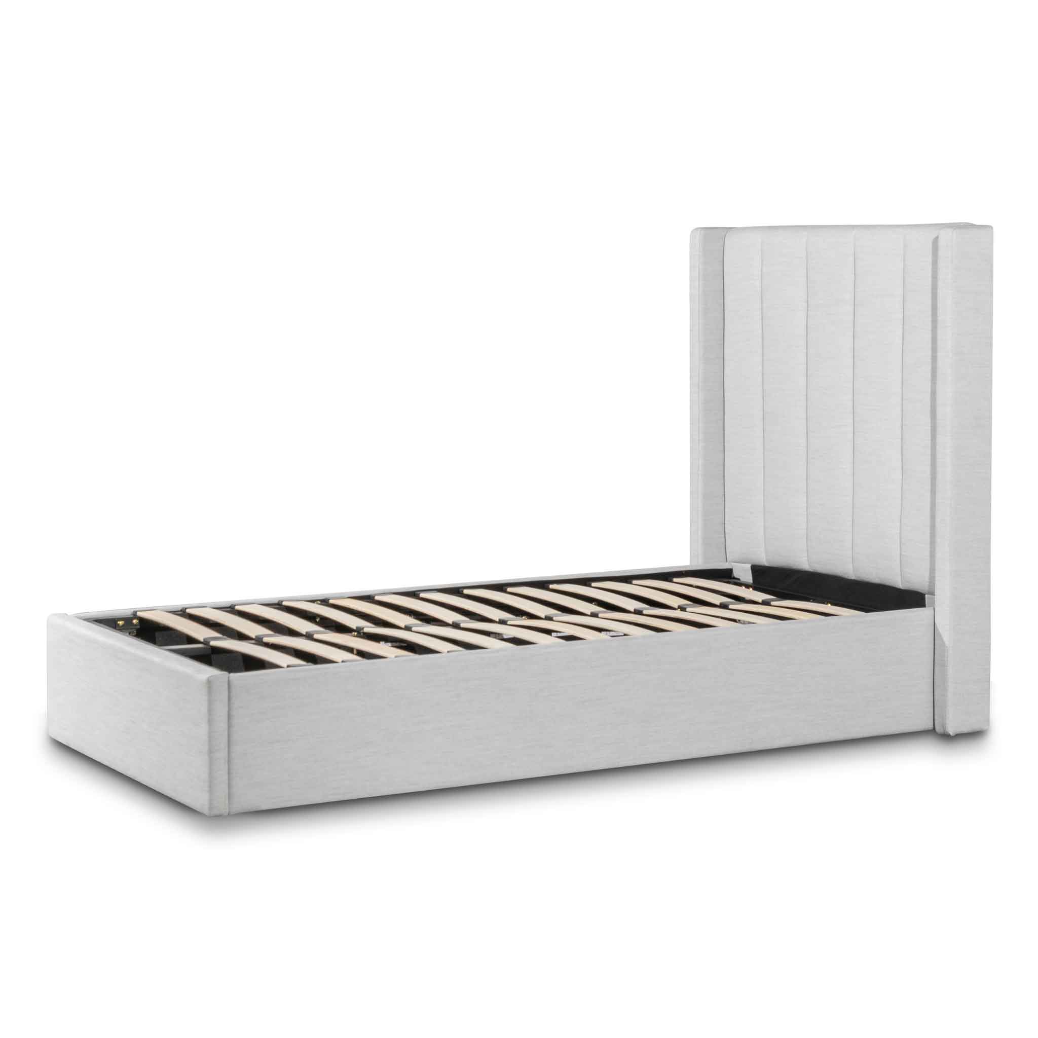 Pearl Grey Single Bed Frame with Storage