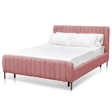 Korey Queen Sized Bed Frame - Blush Peach Velvet