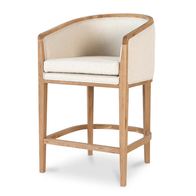 Oliver 65cm Black Frame Bar Stool - Light Beige