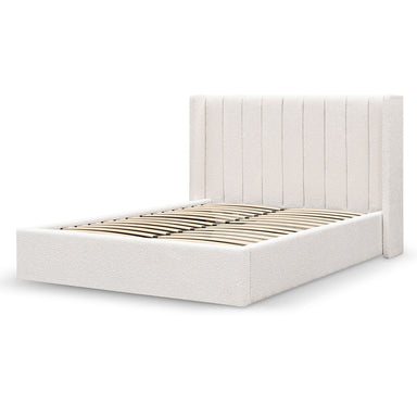 Snow Boucle Wide Base Queen Sized Bed Frame