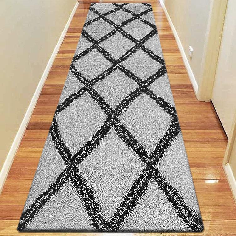 Saray Rugs Sorento Shaggy Grey Hallway Runner 329