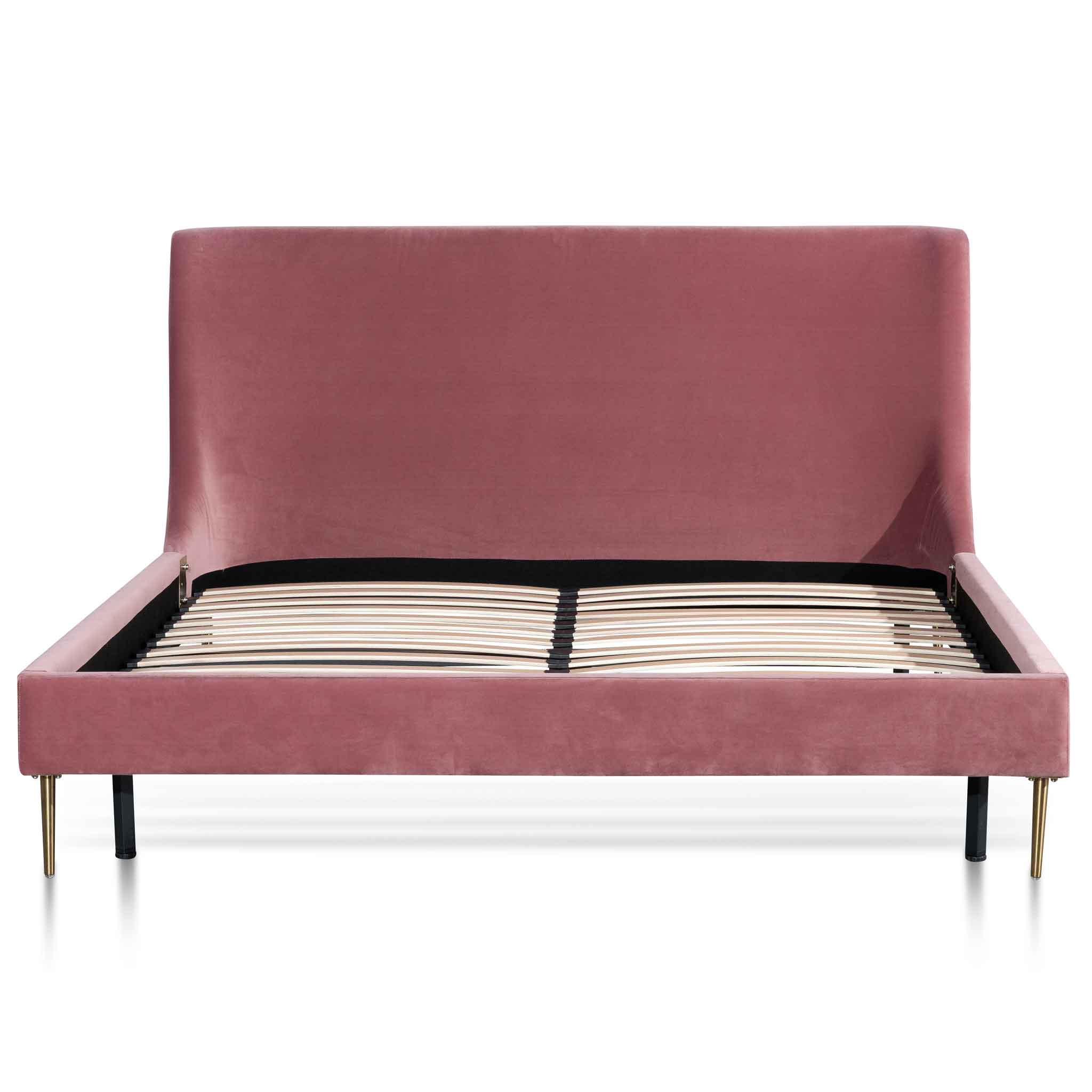 Sheri King Bed Frame - Blush Peach Velvet