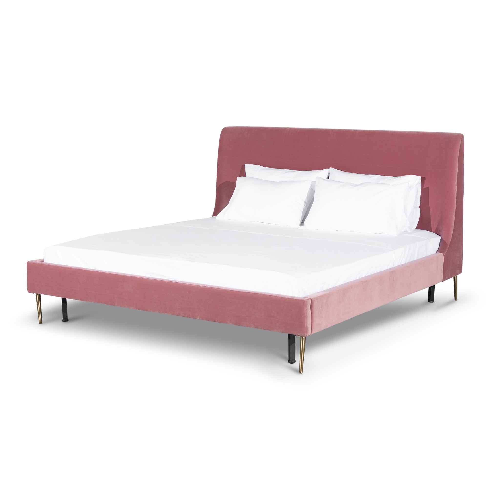 Sheri King Bed Frame - Blush Peach Velvet