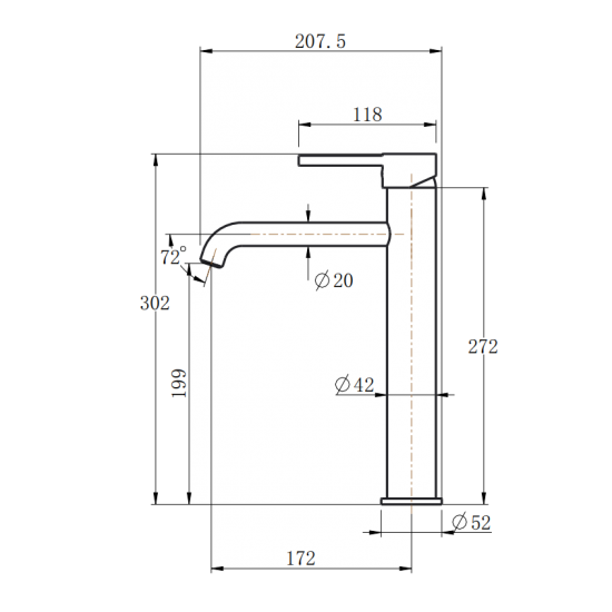 LUCID PIN Series Round Black Tall Basin Mixer