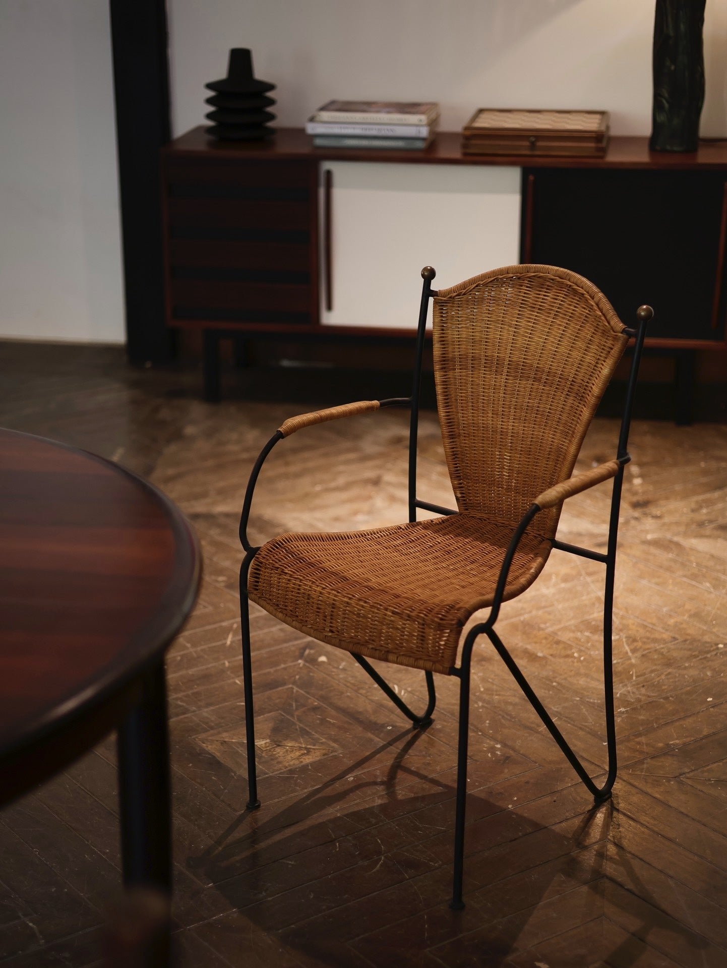 Stylish Ficks Reed Rattan Chair by Pipsan Saarinen Swanson