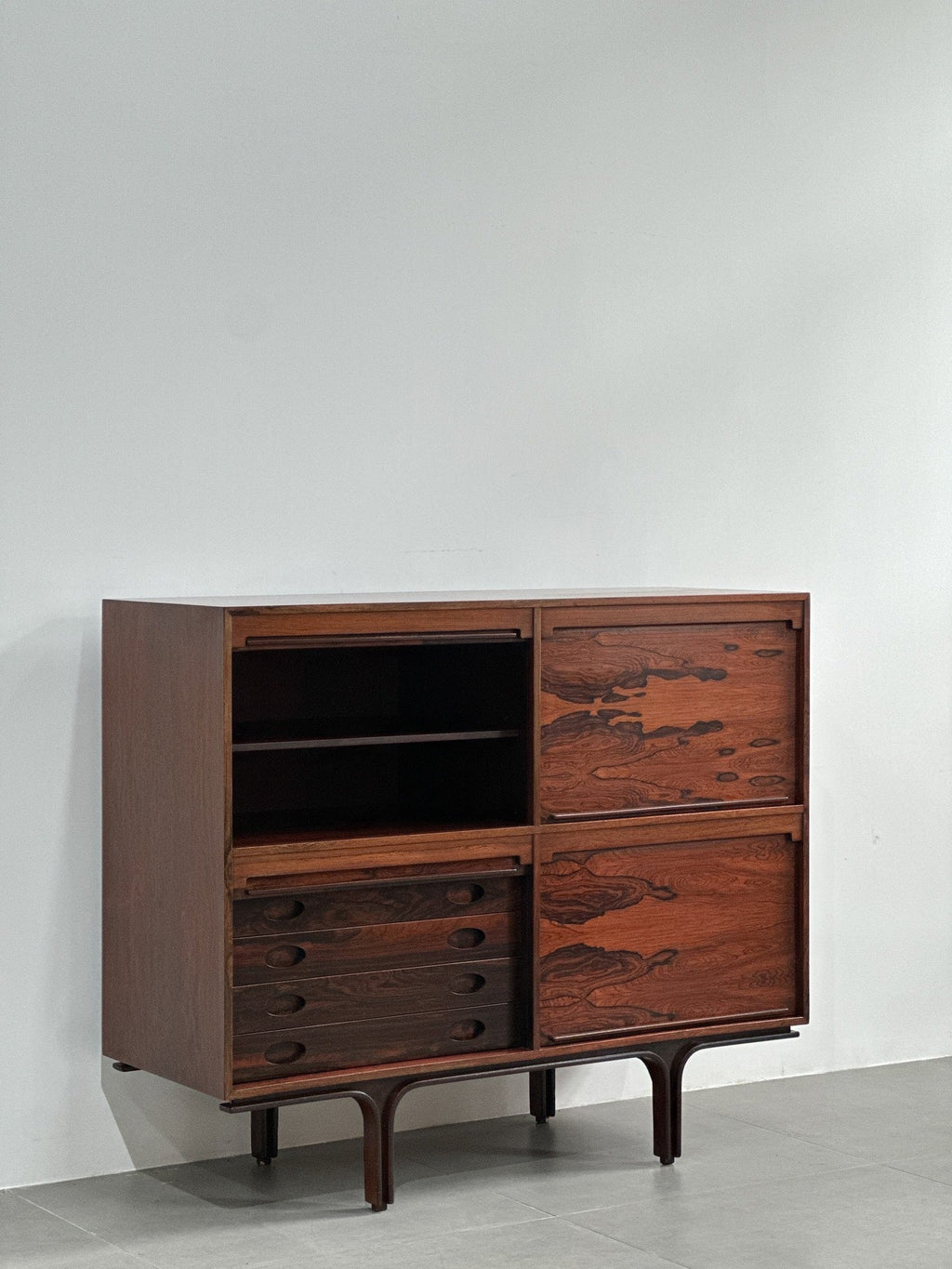 Designer Sideboard with Rosewood Roller Shutter Door by Gianfranco Frattini