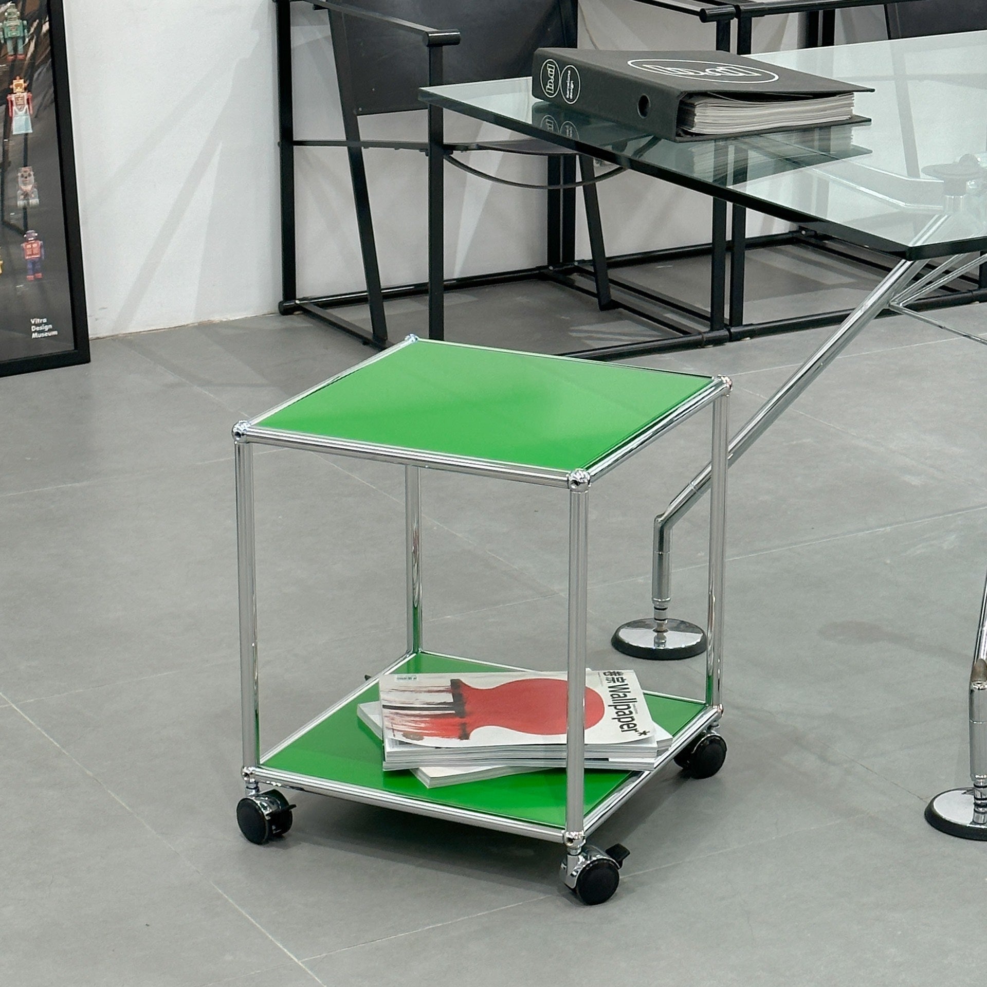 Green Small Side Table Trolley Bedside Table by Designer