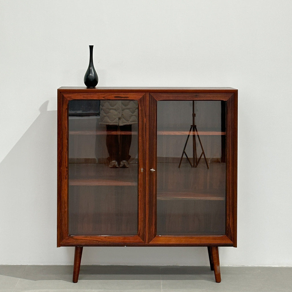 Danish Rosewood Glass Display Bookcase by Poul Hundevad