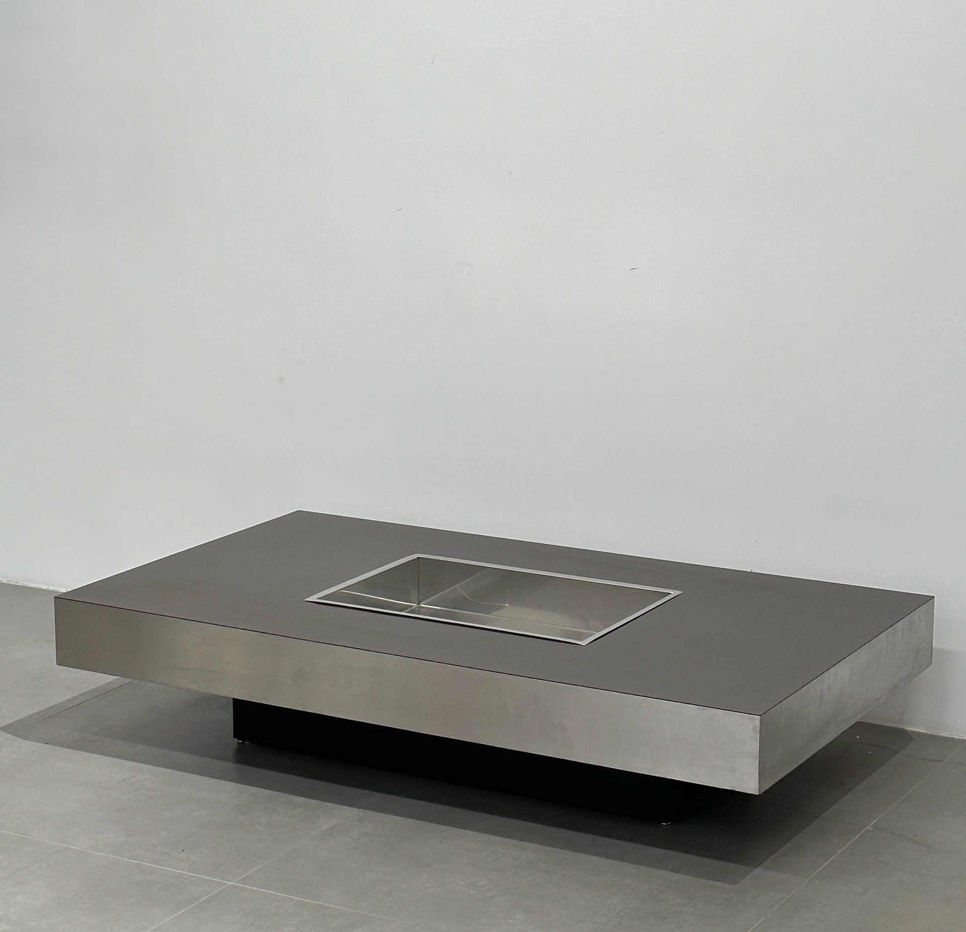Italian Used Coffee Table: Metal Geometric Design by Willy Rizzo