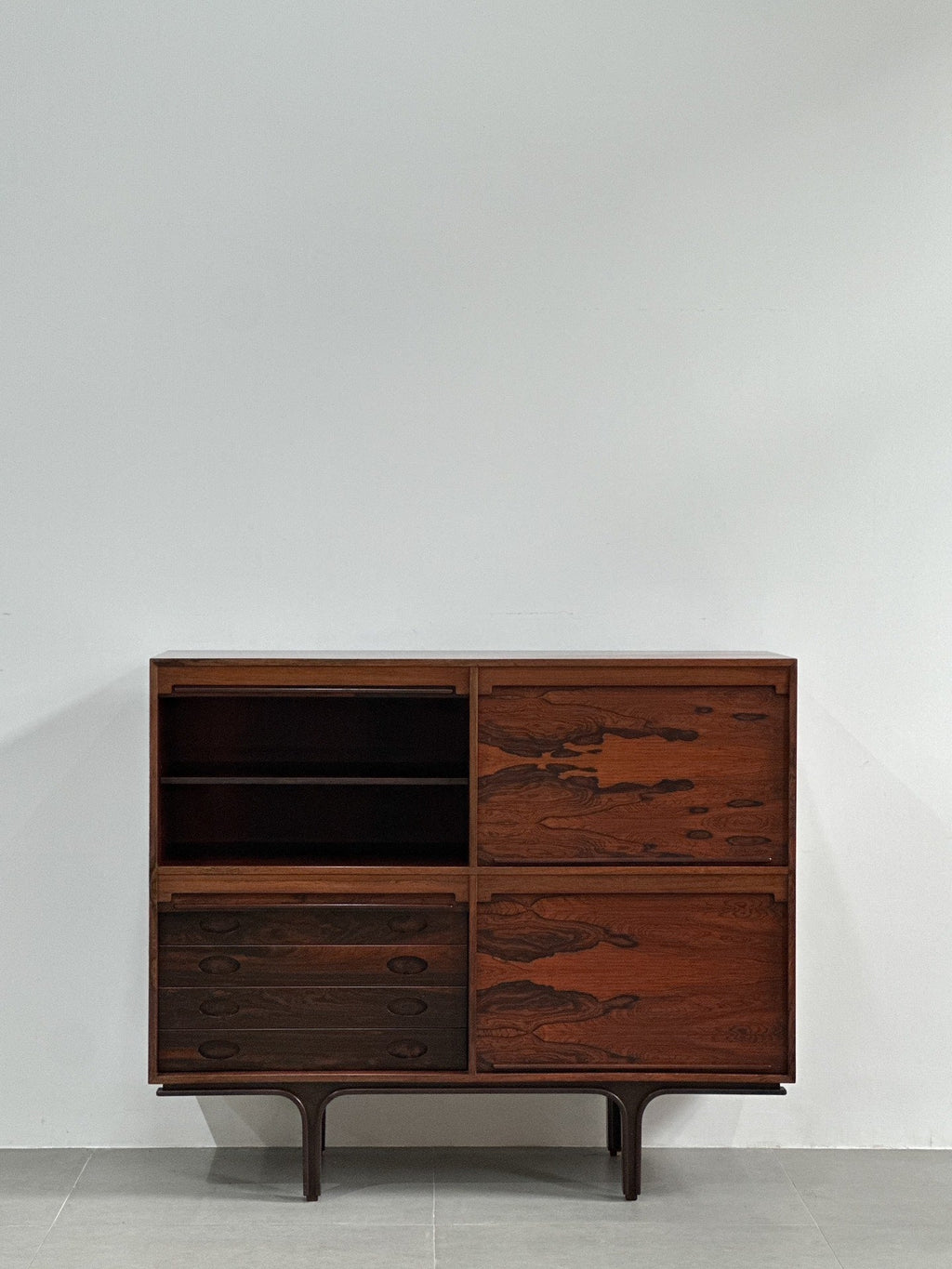 Designer Sideboard with Rosewood Roller Shutter Door by Gianfranco Frattini