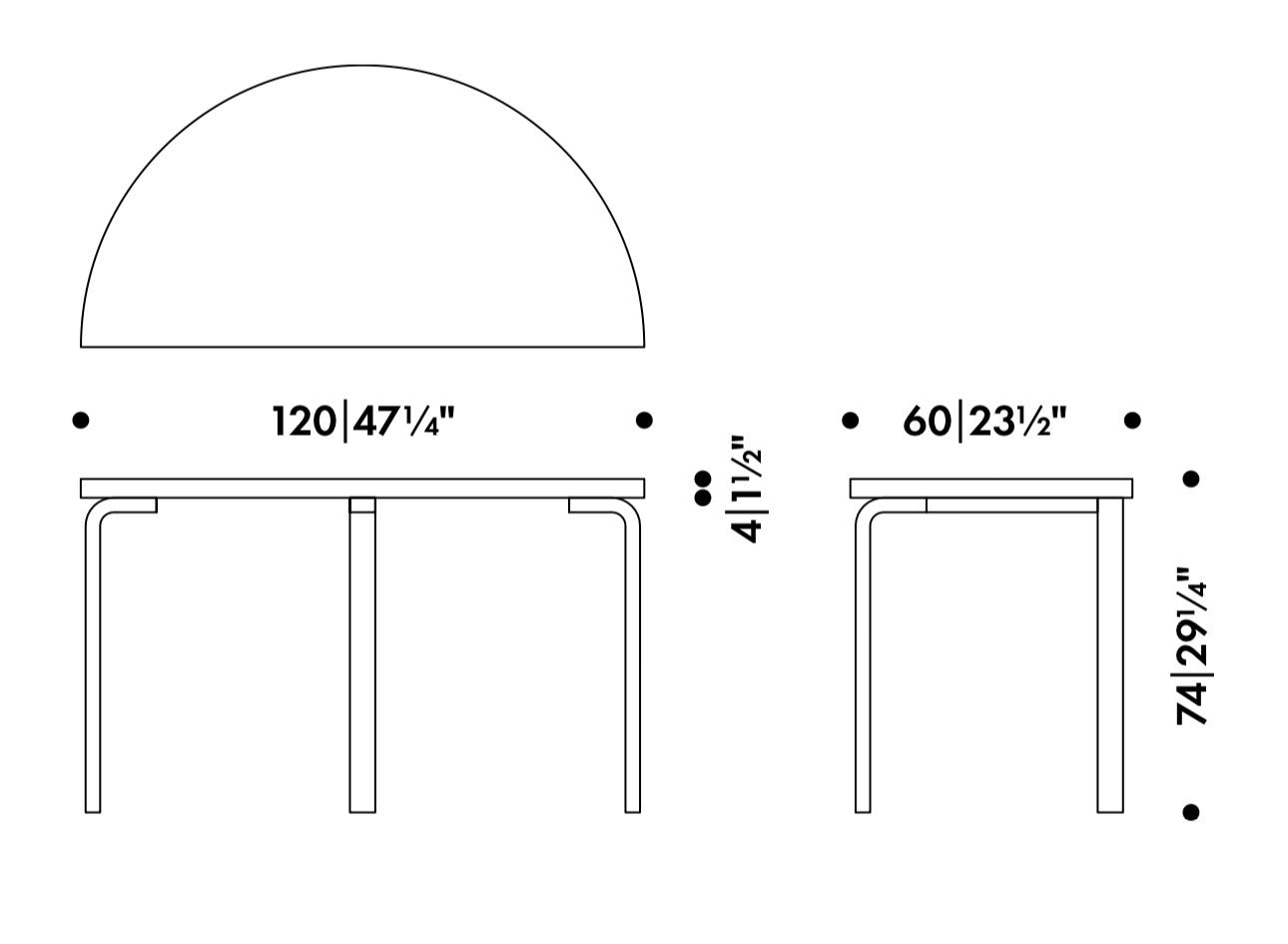 Artek Aalto Table Half Round: AALTO 1933 by Alvar Aalto