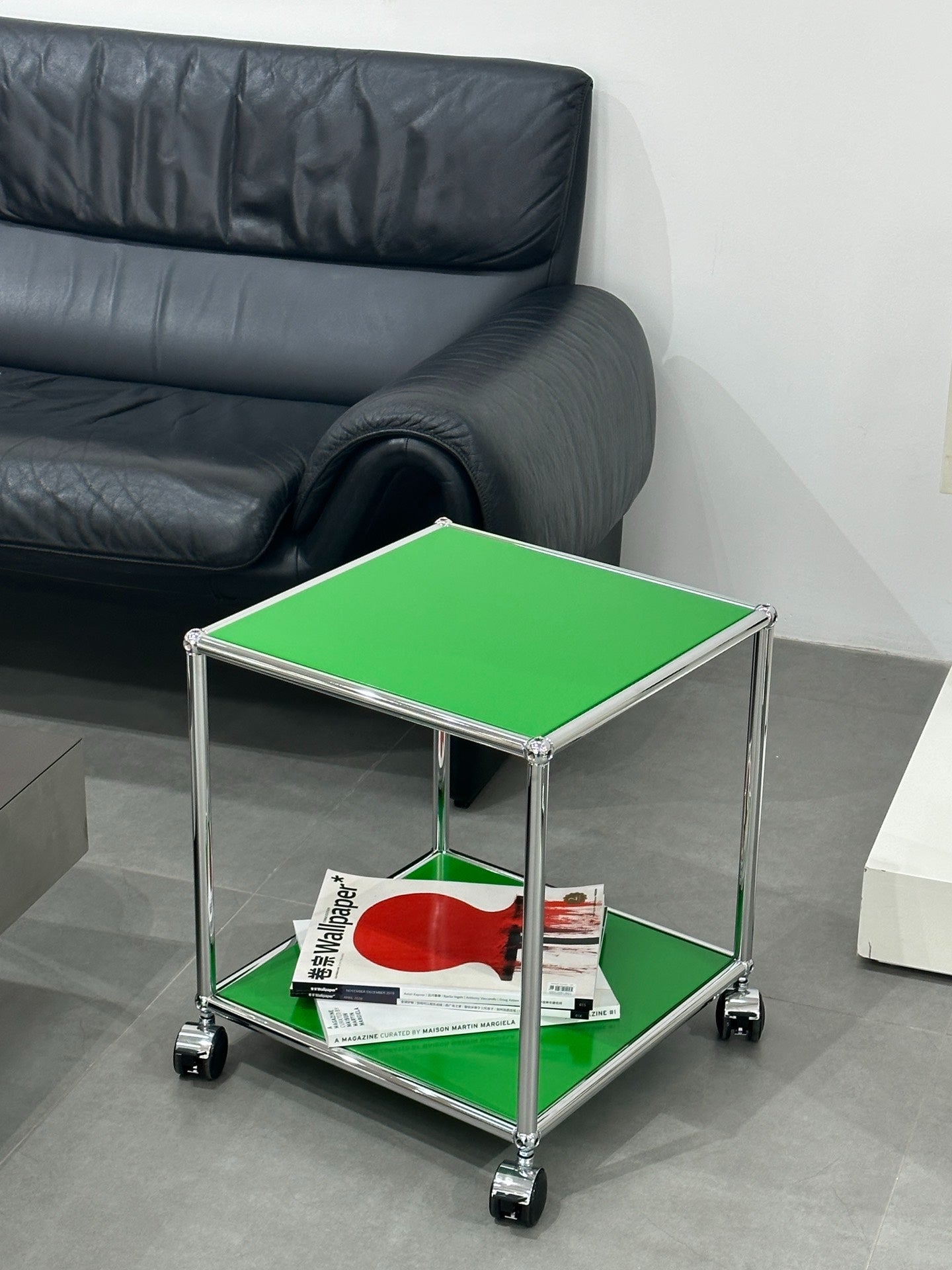 Green Small Side Table Trolley Bedside Table by Designer