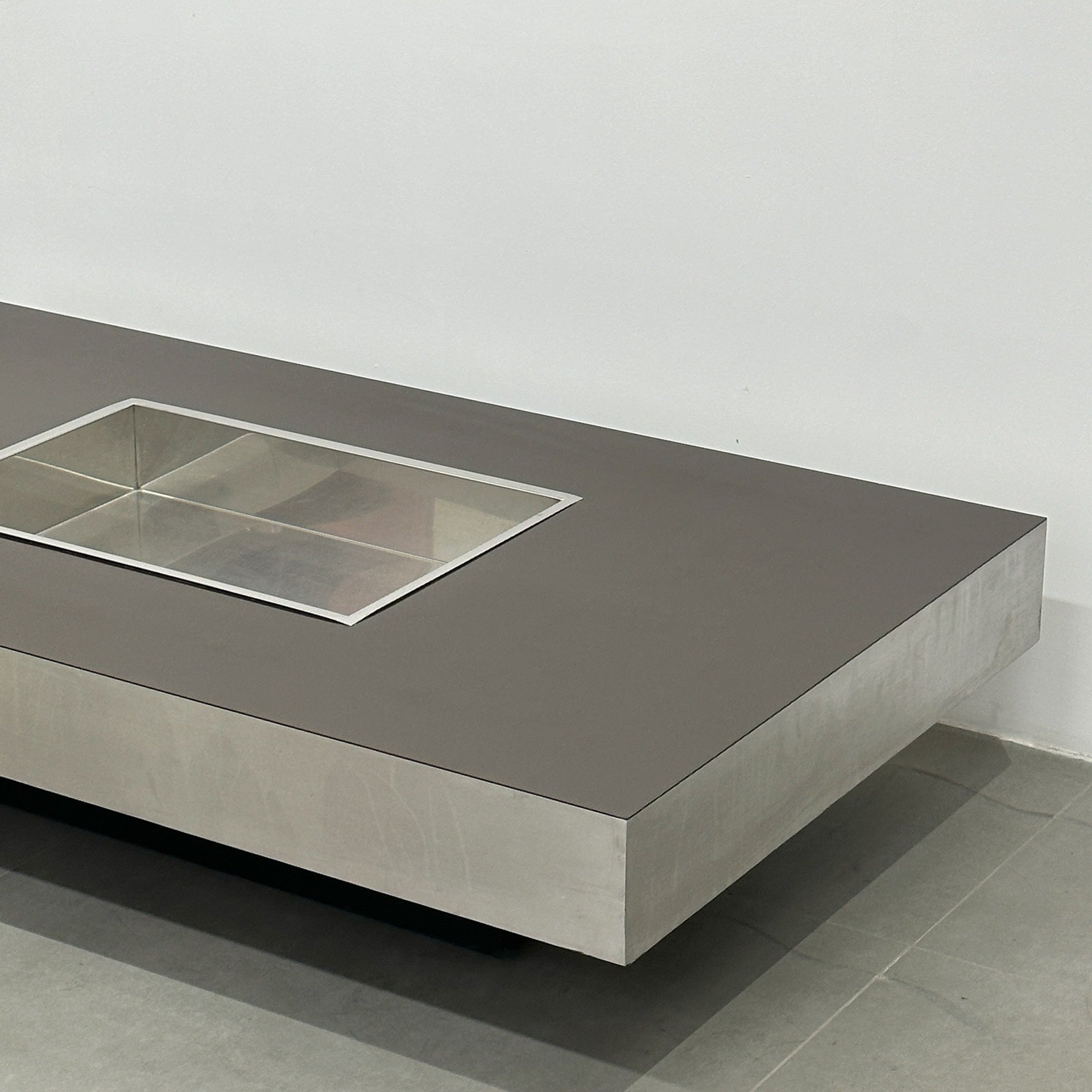 Italian Used Coffee Table: Metal Geometric Design by Willy Rizzo