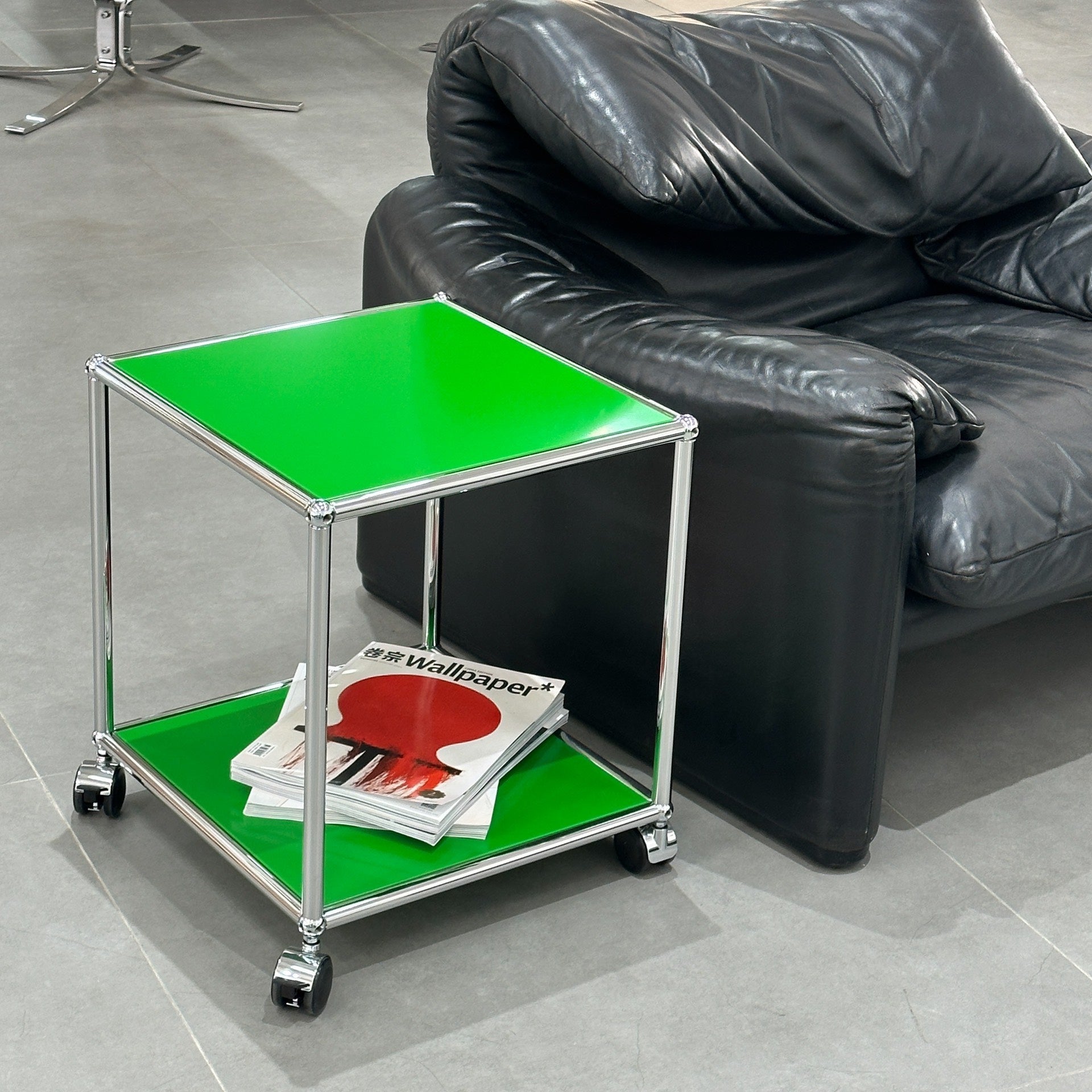 Green Small Side Table Trolley Bedside Table by Designer