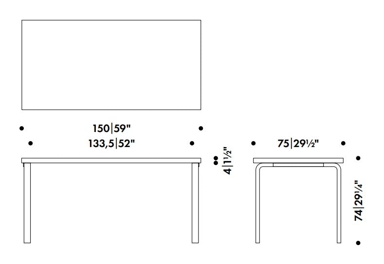 Artek Aalto Table Rectangular: AALTO Dining Table by Artek