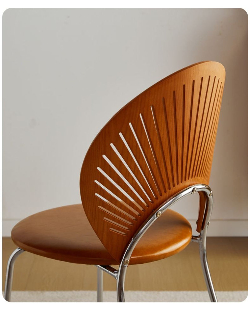 Retro solid wood shell chair home