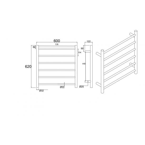 Round Electric Heated Towel Rack 6 Bars