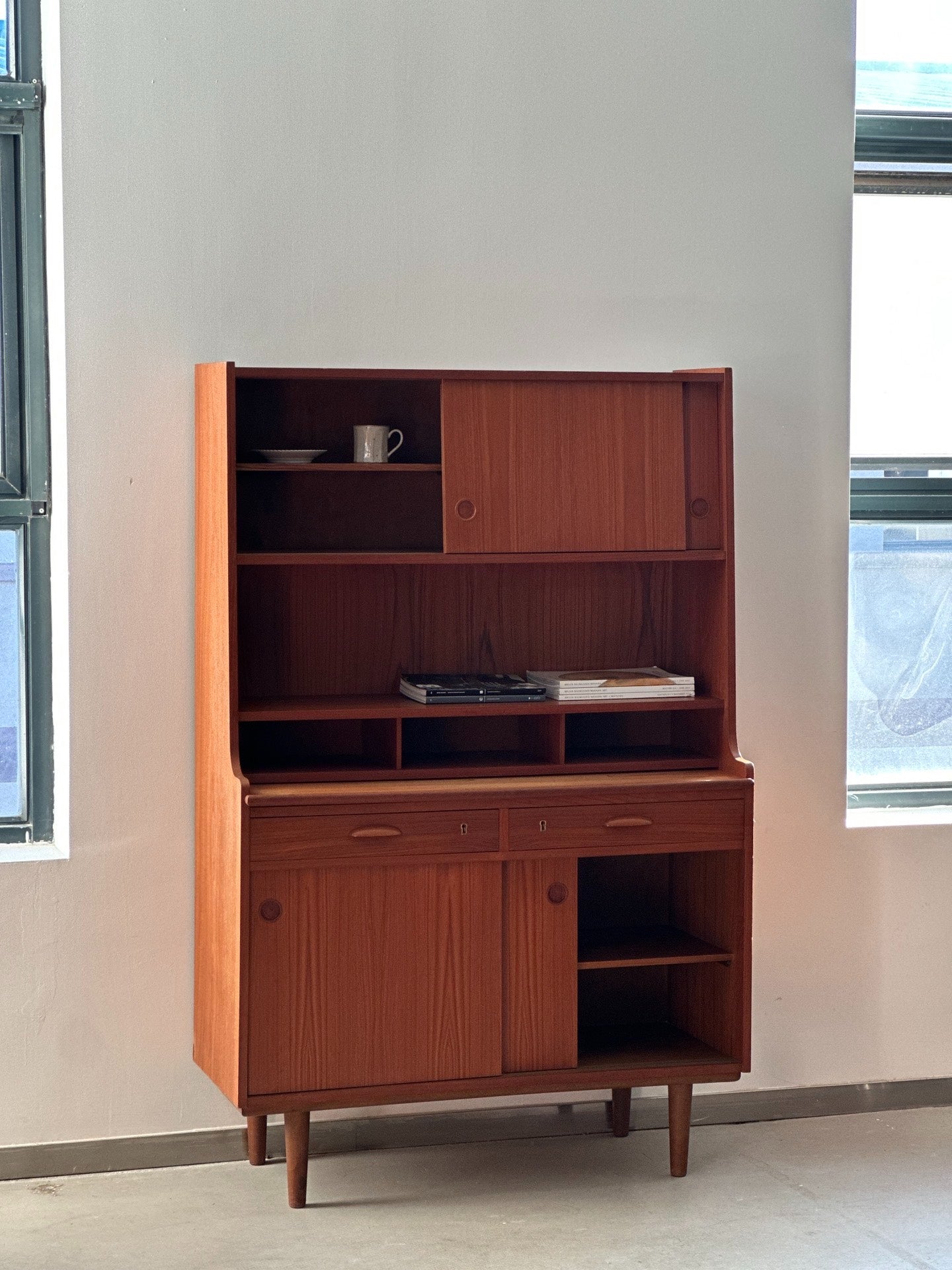 Danish Sideboard Three Layer Sliding Door Bookcase by Designer