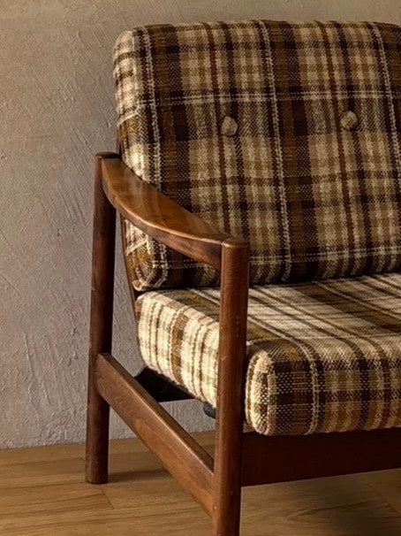Nordic Plaid Fabric Armchair from Denmark by Unknown Designer