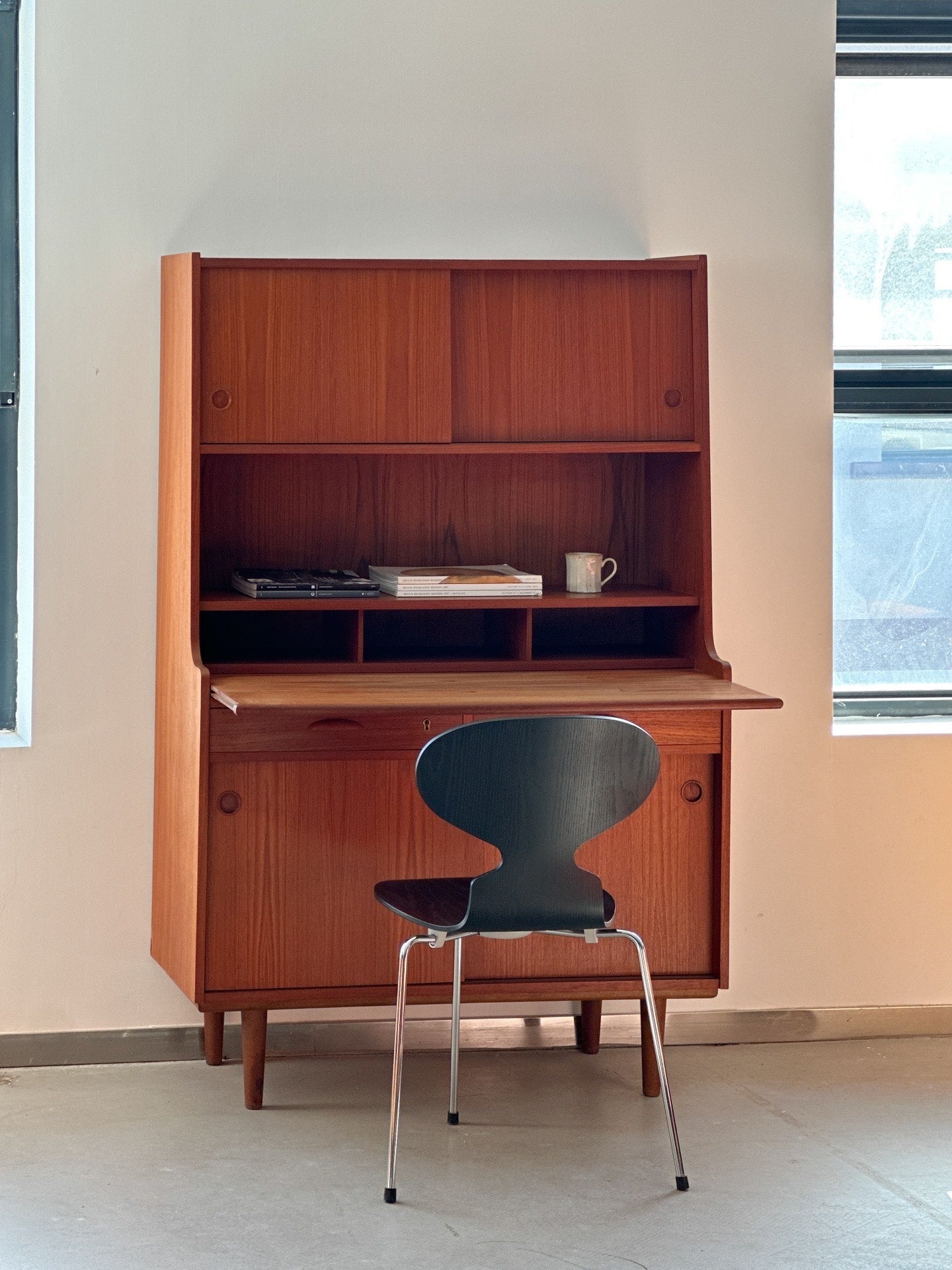 Danish Sideboard Three Layer Sliding Door Bookcase by Designer