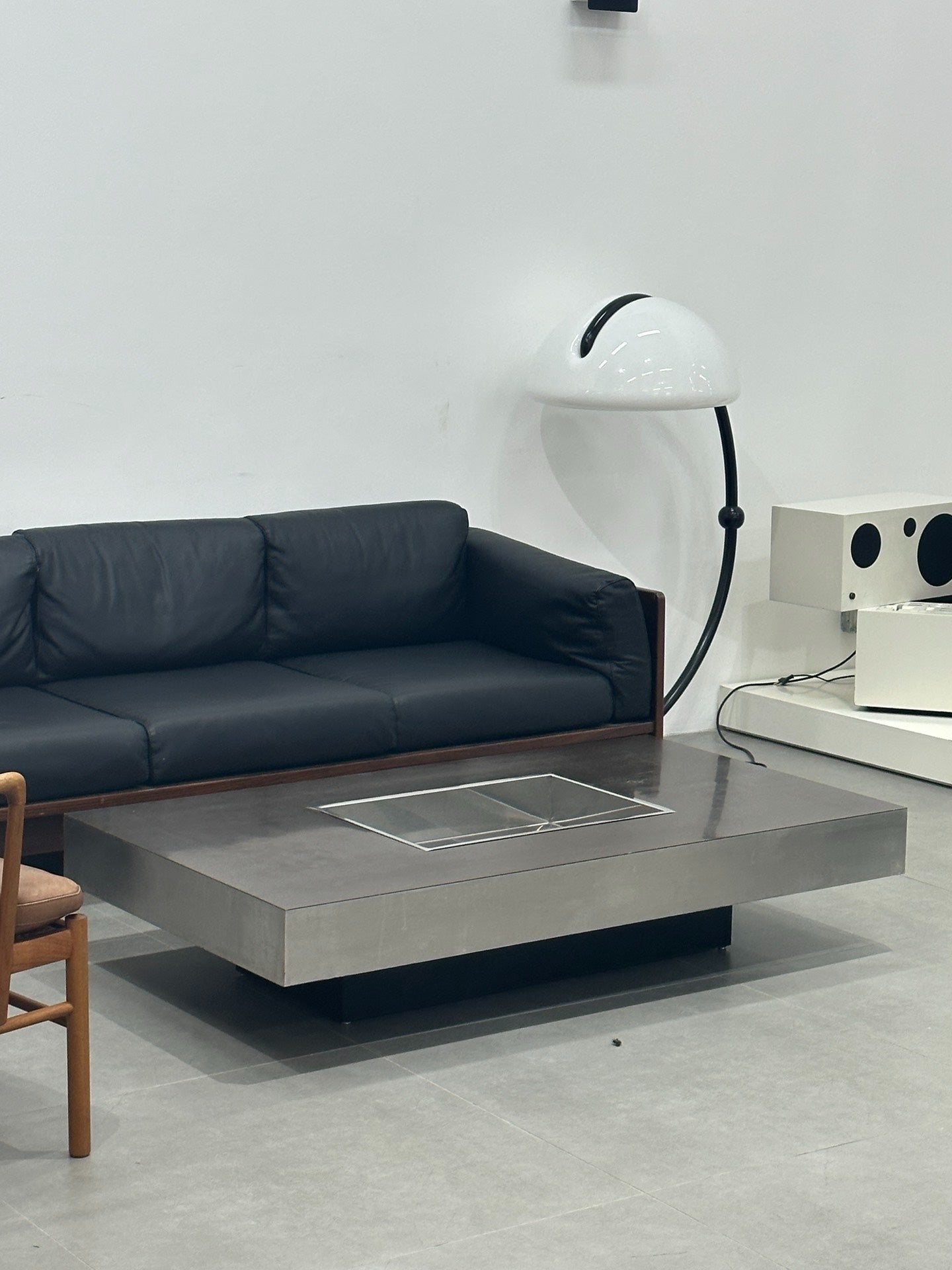 Italian Used Coffee Table: Metal Geometric Design by Willy Rizzo