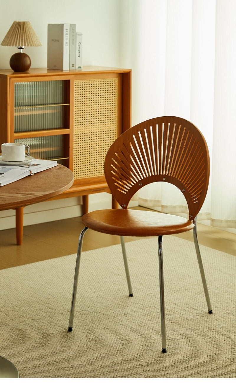 Retro solid wood shell chair home