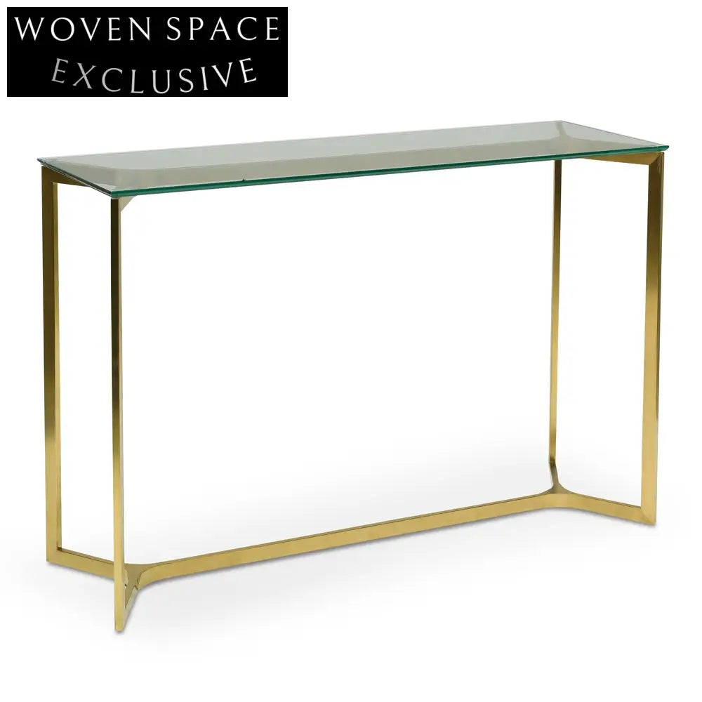 1.2m Glass Console Table - Gold Base Console Table