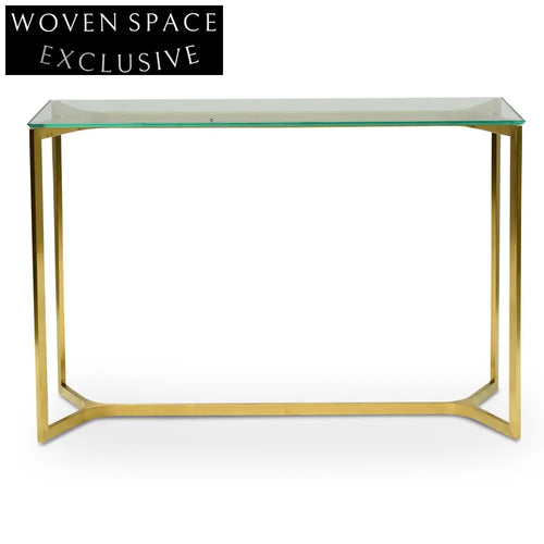 1.2m Glass Console Table - Gold Base Console Table