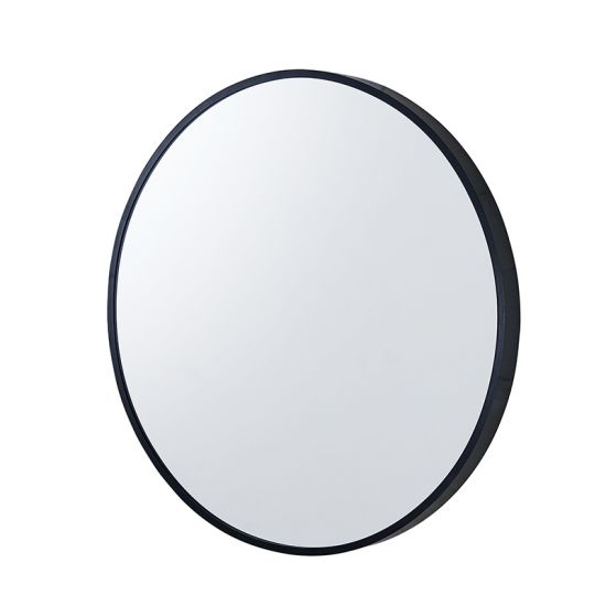 600x600x40mm Black Aluminum Framed Round Bathroom Wall Mirror with Brackets